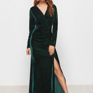 Formal green velvet gown